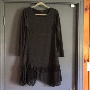 Charcoal Gray Lace Hem Tunic Dress by Reborn L